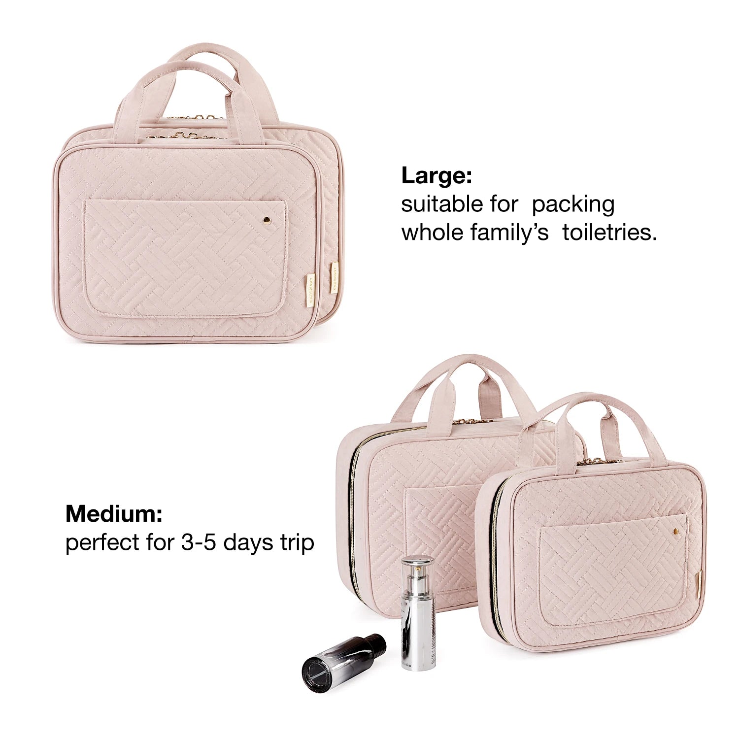 Travel Organizer Hanging Bag Medium or Large - Portable Storage - Waterproof  - Cosmetic Case For Makeup & more