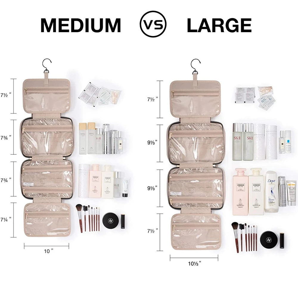 Travel Organizer Hanging Bag Medium or Large - Portable Storage - Waterproof  - Cosmetic Case For Makeup & more