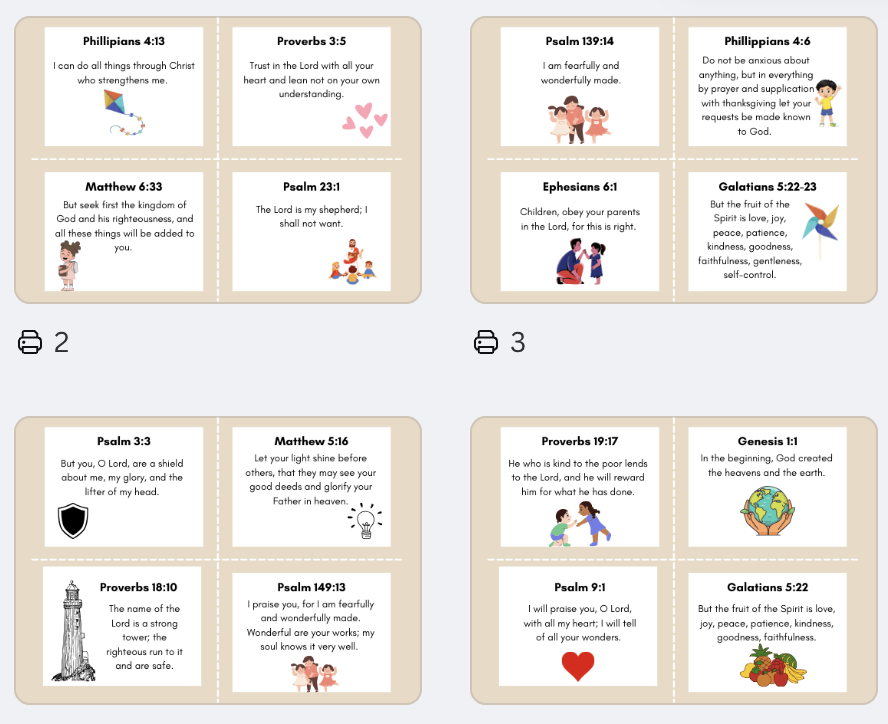 60 Kids Scripture Cards For Memorization